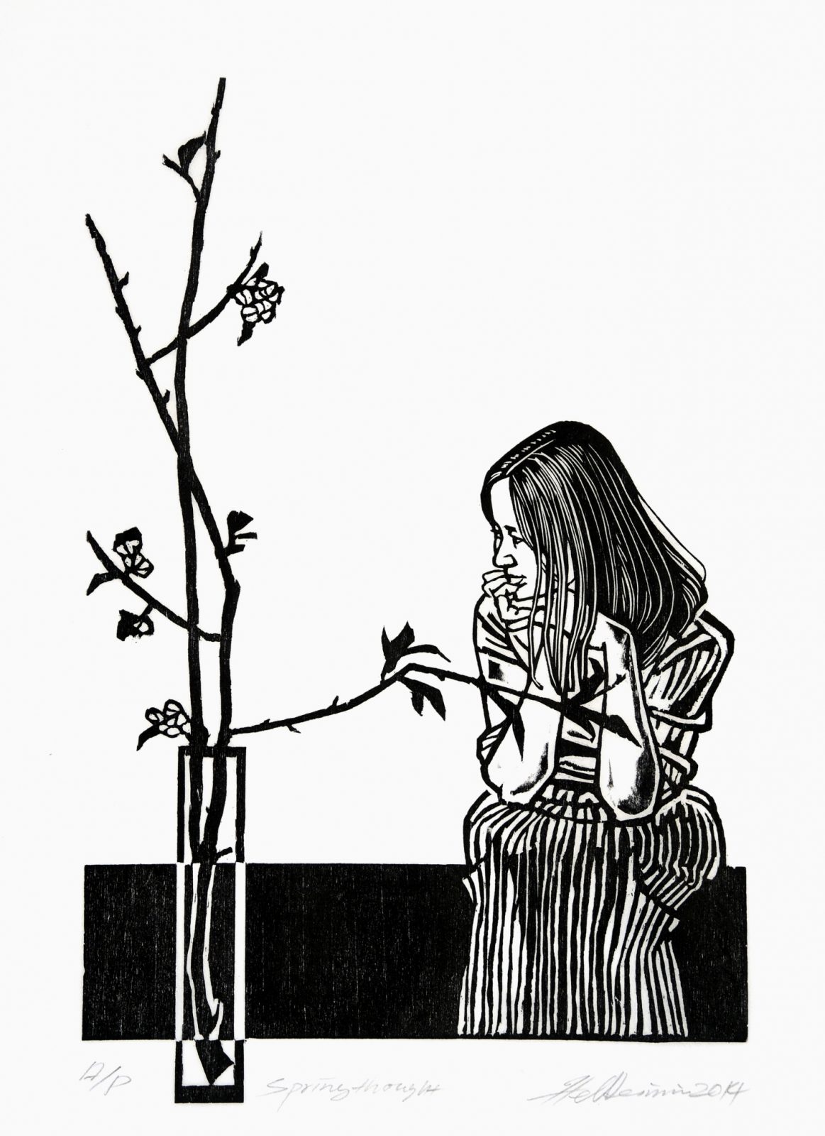 2014 Spring thought 30x19.6 cm woodcut edition 60