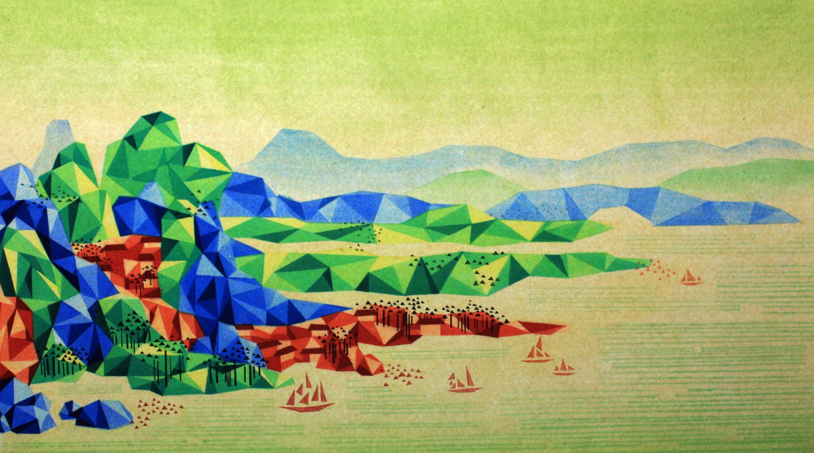 Reconstructed Landscape III《重构山水-3》50cm×88cm,2014