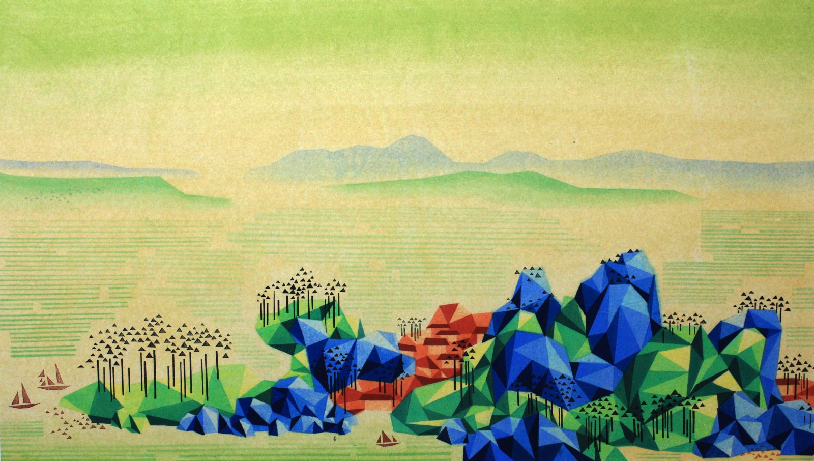 Reconstructed Landscape II《重构山水》-2,50cm×88cm 2014