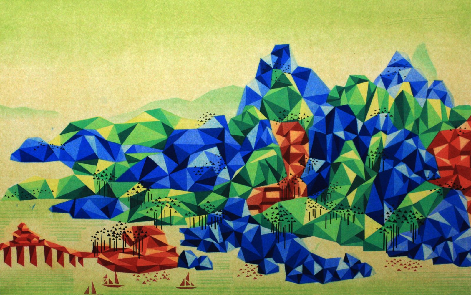 Reconstructed Landscape 《重构山水-4》45cm×80cm, 2014