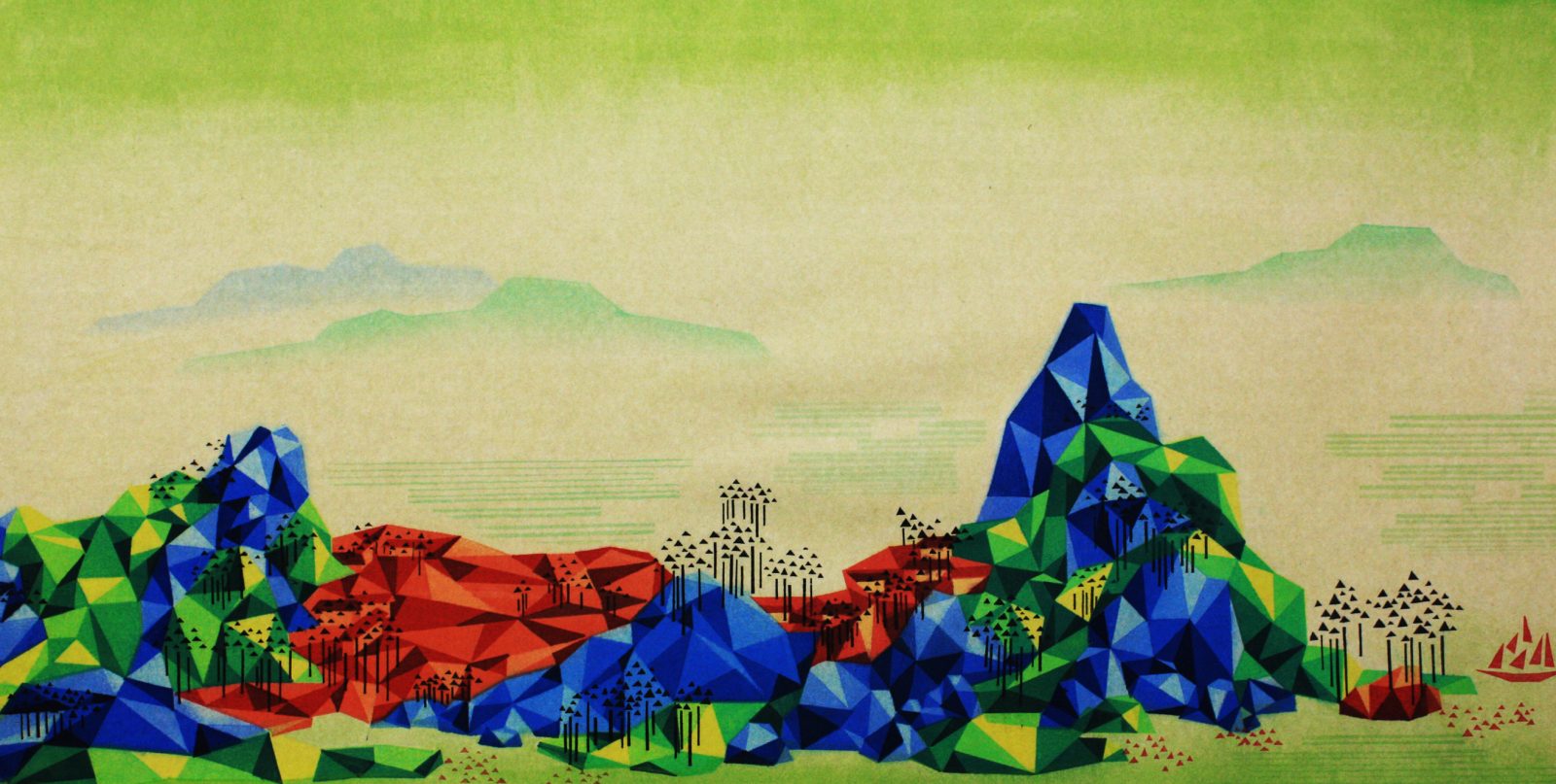 Reconstructed Landscape , 重构山水-8, 50cm×100cm,2014