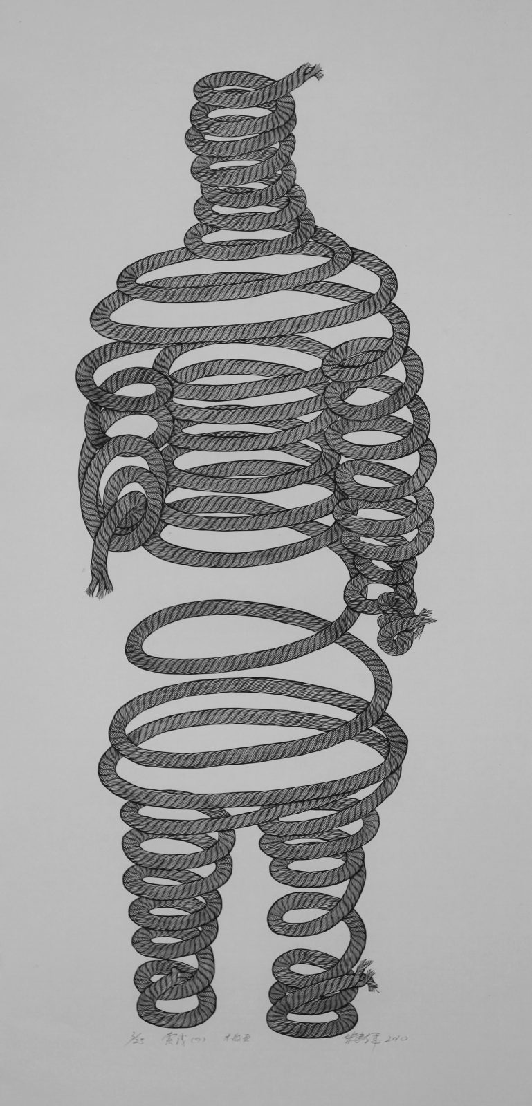 Rope IIII, 索线(四), 50x100cm, 2010, Woodcut