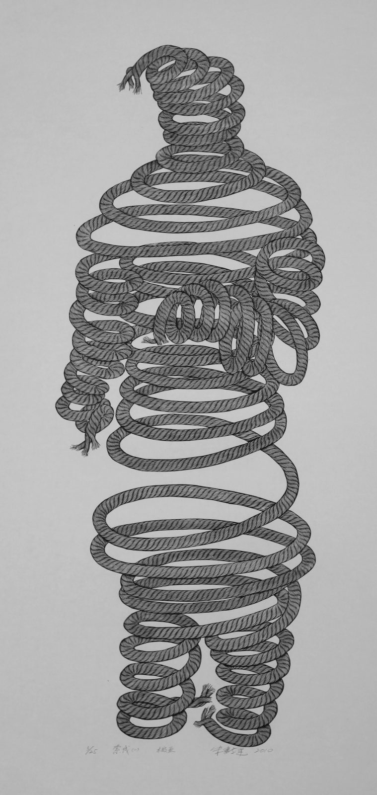 Rope 索线(一)50x100cm, 2011, woodcut