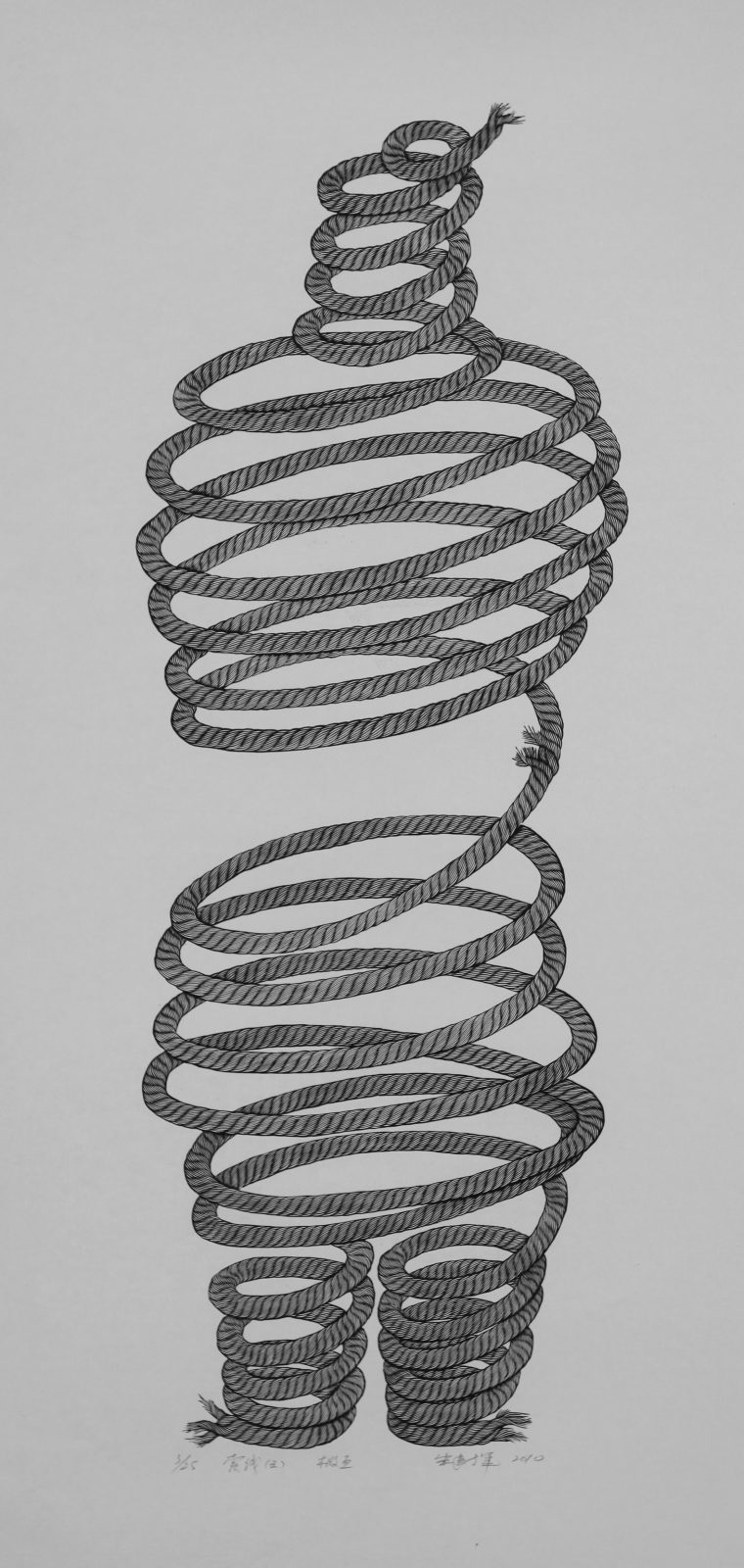 Rope 索线(五),50x100cm,2010, woodcut